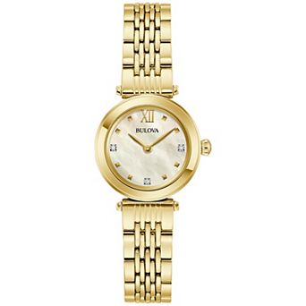 Bulova Women's Classic Gold Tone Stainless Steel Diamond Accent Bracelet Watch - 97P177