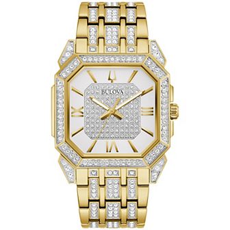Bulova Men's Octava Gold Tone Stainless Steel Crystal Accent Bracelet Watch - 98A295