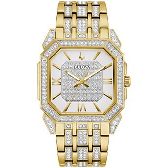 Bulova Men's Octava Gold Tone Stainless Steel Crystal Accent Bracelet Watch - 98A295