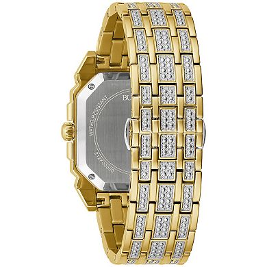 Bulova Men's Octava Gold Tone Stainless Steel Crystal Accent Bracelet Watch - 98A295