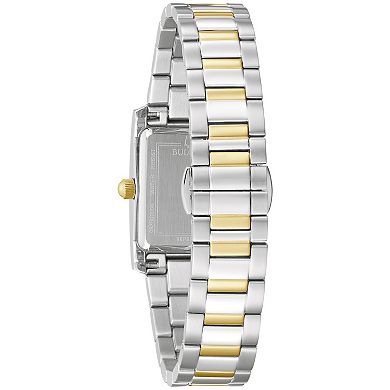 Bulova Women's Classic Two Tone Stainless Steel Rectangular Diamond Accent Bracelet Watch - 98P205