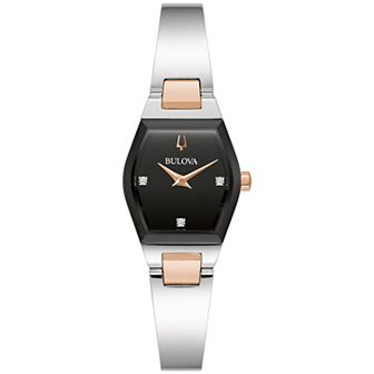 Bulova Women's Modern Gemini Two Tone Stainless Steel Diamond Accent Blue Dial Bracelet Watch - 98P218