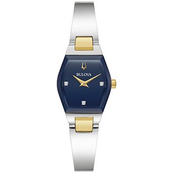 Bulova Women's Modern Gemini Two Tone Stainless Steel Diamond Accent Blue Dial Bracelet Watch - 98P218