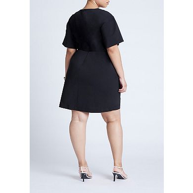 ELOQUII Women's Plus Size Poplin Twist Mini Dress