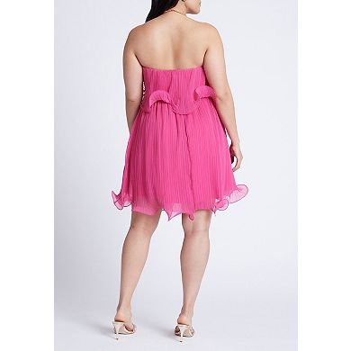 ELOQUII Women's Plus Size Ruffle Hem Mini Dress