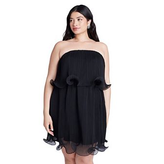 ELOQUII Women's Plus Size Ruffle Hem Mini Dress