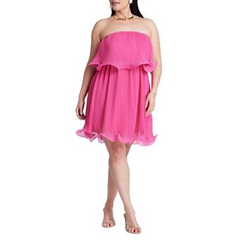 ELOQUII Women's Plus Size Ruffle Hem Mini Dress