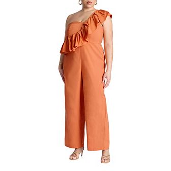 ELOQUII Women's Plus Size Ruffle Jumpsuit