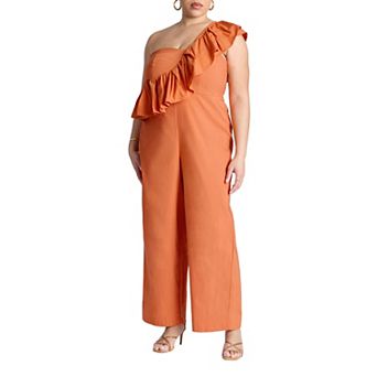 ELOQUII Women's Plus Size Ruffle Jumpsuit
