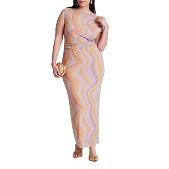 ELOQUII Women's Plus Size Printed Mesh Dress
