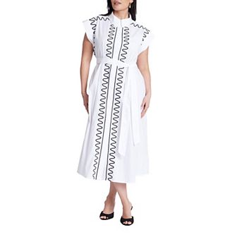 ELOQUII Women's Plus Size Embroidered Midi Dress