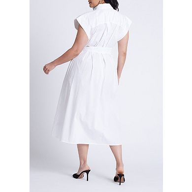 ELOQUII Women's Plus Size Embroidered Midi Dress