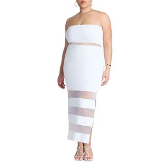 ELOQUII Women's Plus Size Sheer Panel Maxi Dress