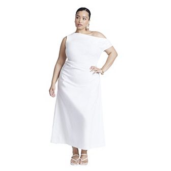 ELOQUII Women's Plus Size One Shoulder Maxi Dress