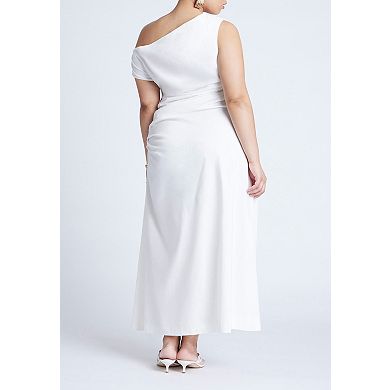 ELOQUII Women's Plus Size One Shoulder Maxi Dress