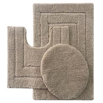 Clearwater Collection 3 pc Bathroom Rug Set Bath Mat, Contour Rug & Lid Cover