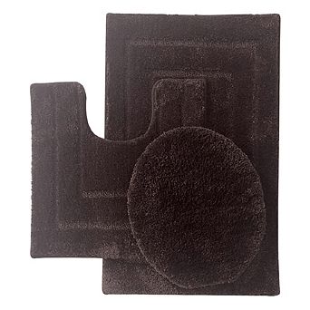 Clearwater Collection 3 pc Bathroom Rug Set Bath Mat, Contour Rug & Lid Cover