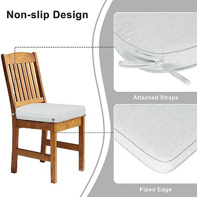 Aoodor 2-Pack Solid Waterproof Outdoor Patio Seat Cushion, Dining Chair Cushions with Ties-20 x 19in