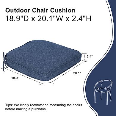 Aoodor 2-Pack Solid Waterproof Outdoor Patio Seat Cushion, Dining Chair Cushions with Ties-20 x 19in
