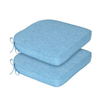 Aoodor 2-Pack Solid Waterproof Outdoor Patio Seat Cushion, Dining Chair Cushions with Ties-20 x 19 in