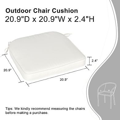 Aoodor 2-Pack Solid Waterproof Outdoor Patio Seat Cushion, Dining Chair Cushions with Ties-21x21in