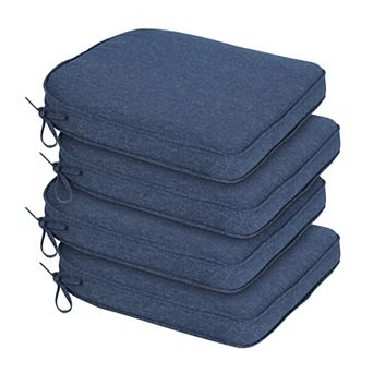 Aoodor 4-Pack Solid Waterproof Outdoor Patio Seat Cushion, Dining Chair Cushions with Ties-20 x 19 in