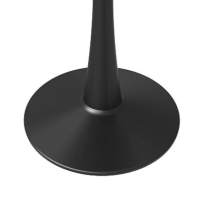 LeisureMod Bristol 27" Round Dining Table - Sintered Stone Top and Black Steel Pedestal Base