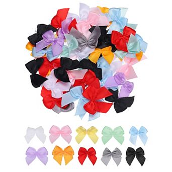 100 pc Ribbon Bow 1" Mini Fabric Satin Ribbon Flower Bow for Craft DIY Sewing Wedding Birthday Party