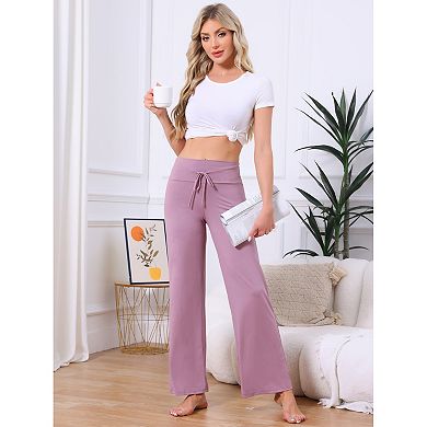 Women's Pajama Pants Wide Leg Drawstring Sweatpant Stretch Palazzo Lounge Trouser Yoga Sleep Bottoms