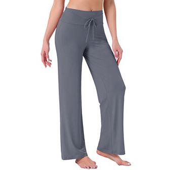 Women's Pajama Pants Wide Leg Drawstring Sweatpant Stretch Palazzo Lounge Trouser Yoga Sleep Bottoms