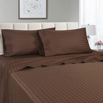 Spring Home 1200 Thread Count 100% Egyptian Cotton Deep Pocket Dobby Striped Jaquard Dot Sheet Set