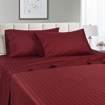 Spring Home 1200 Thread Count 100% Egyptian Cotton Deep Pocket Dobby Striped Jaquard Dot Sheet Set