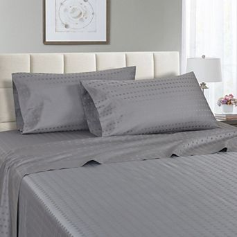 Spring Home 1200 Thread Count 100% Egyptian Cotton Deep Pocket Dobby Striped Jaquard Dot Sheet Set