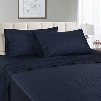 Spring Home 1200 Thread Count 100% Egyptian Cotton Deep Pocket Dobby Striped Jaquard Dot Sheet Set