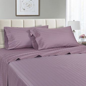 Spring Home 1200 Thread Count 100% Egyptian Cotton Deep Pocket Dobby Striped Jaquard Dot Sheet Set