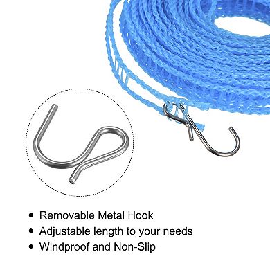 Portable Clothesline, 26.24ft Nylon Windproof Non-Slip Washing Line Rope