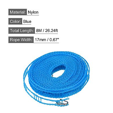 Portable Clothesline, 26.24ft Nylon Windproof Non-Slip Washing Line Rope
