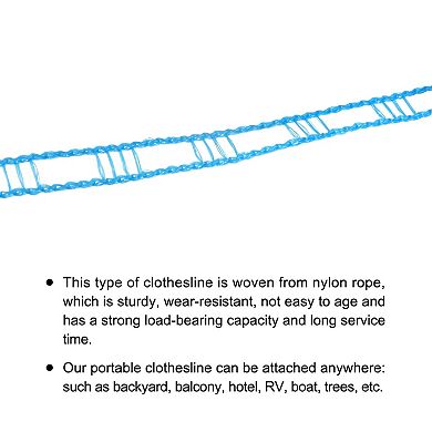 Portable Clothesline, 26.24ft Nylon Windproof Non-Slip Washing Line Rope