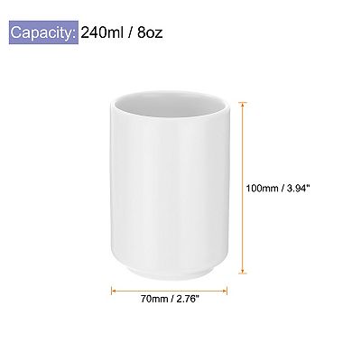 2pcs Ceramic Tea Cups 8oz/240ml Simple Solid Color No Handle Ceramic Tea Mug