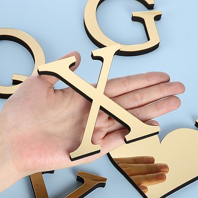 3D Acrylic Alphabet Mirror Wall Stickers, Self-Adhesive Home Decor Letter Sign Art Sticker Decal