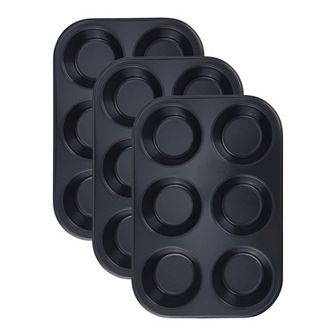 Muffin-Pan for Baking, Nonstick Cake Pan, 3 Pack Cup Premium Cheesecake Pans, Cupcake Baking Pan