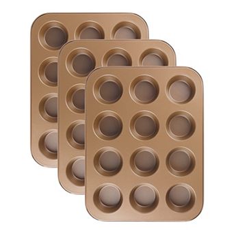 Muffin-Pan for Baking, Nonstick Cake Pan, 3 Pack Cup Premium Cheesecake Pans, Cupcake Baking Pan