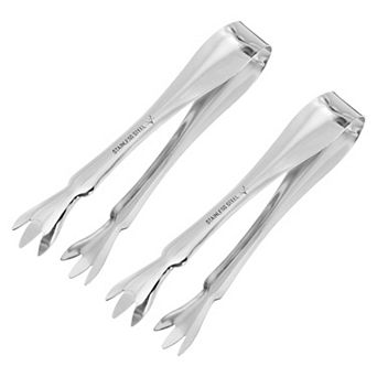2 pc 6" Ice Tongs, Mini Sugar Tongs for Appetizers, Dessert, Tea Party, Bar, Cafe Silver