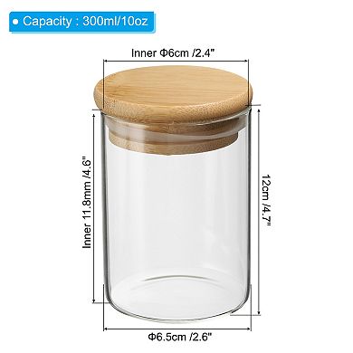 10 OZ 2 Pack Glass Kitchen Container Clear Food Storage Jar for Nuts Sugar Coffee Beans Spices