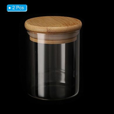 10 OZ 2 Pack Glass Kitchen Container Clear Food Storage Jar for Nuts Sugar Coffee Beans Spices