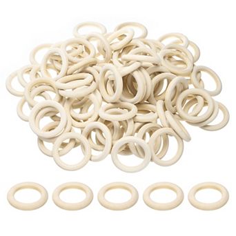 100 pc 50mm /2 in inch Natural Wood Craft Ring, Small Unfinished Soli Wooden Rings Circle