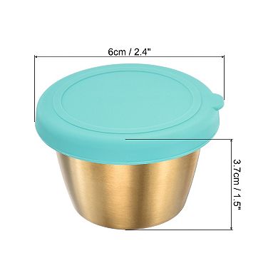 4pcs Stainless Steel Salad Dressing Container, 2.4oz Small Condiment Containers with Lids, Sky Blue