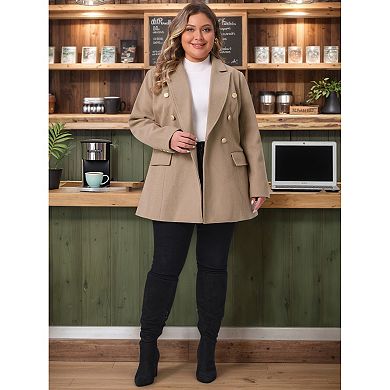 Women's Casual Coat for Women Plus Size Notch Double-Breasted Lapel Jacket Outwear Winter Coats