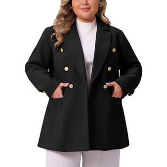 Women's Casual Coat for Women Plus Size Notch Double-Breasted Lapel Jacket Outwear Winter Coats