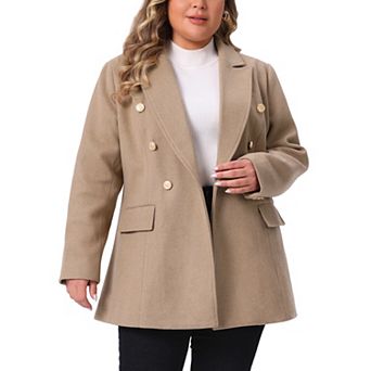 Women's Casual Coat for Women Plus Size Notch Double-Breasted Lapel Jacket Outwear Winter Coats
